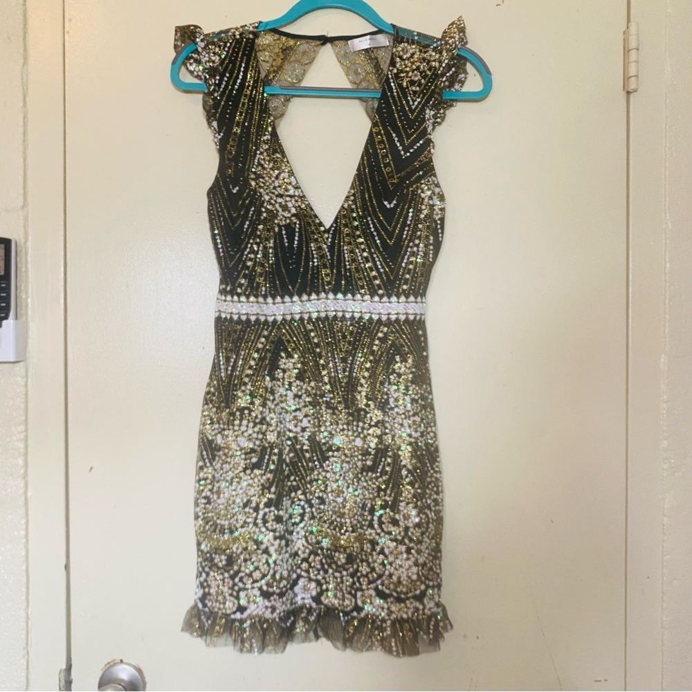 Hello Molly Black Mini Dress with Silver Sequin Embellishment - Picture 4 of 13